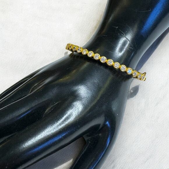 Prime Art & Jewel 925 Sterling Silver Vermeil CZ Bracelet, Gold Bangle Bracelet - Picture 4 of 6